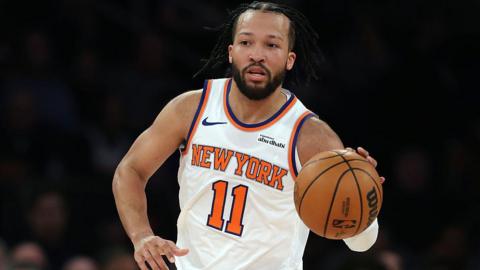 Jalen Brunson of the New York Knicks during the first half against the Brooklyn Nets at Madison Square Garden on January 21, 2026 in New York City.