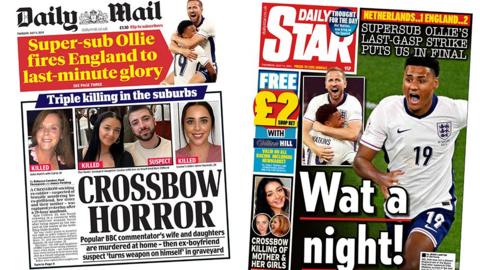 Daily Mail and Daily Star front pages for 11/07/24