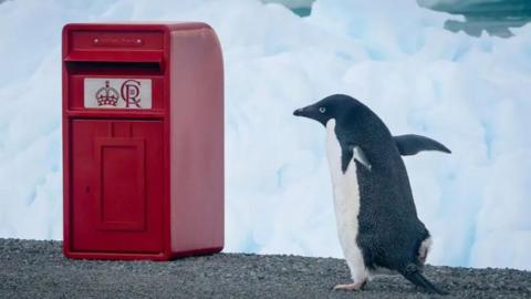 A penguin and a post box.