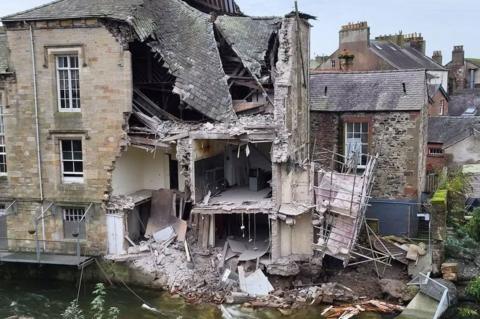 Collapsed back of Cockermouth old courthouse