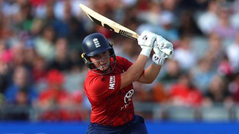England batter Alice Capsey plays a shot