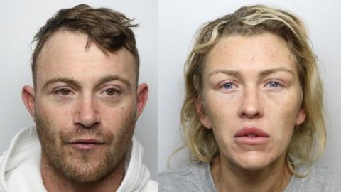 Mugshot photos of Ricky Smith, a 39-year-old man, and Jade Brannan, a 35-year-old woman.
