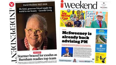 The front pages of the Independent and the I Weekend.