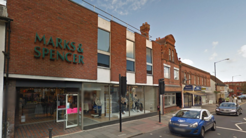 A Google Maps picture of a two-storey Marks & Spencer unit in Peach Street in Wokingham.