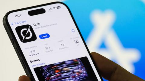 Grok app displayed on mobile phone