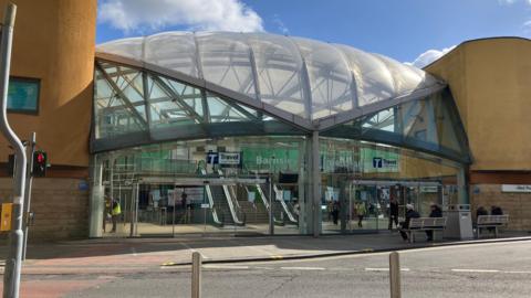An exterior shot of the Barnsley Interchange transport station.