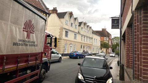 Cars parked in Colegate, Norwich