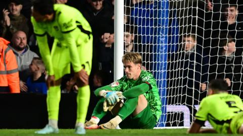 Portsmouth players during their defeat at Birmingham