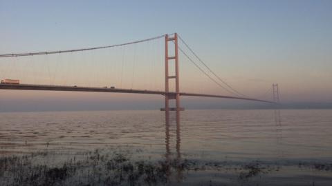A view of the Humber Bridge taken from Barton-upon-Humber