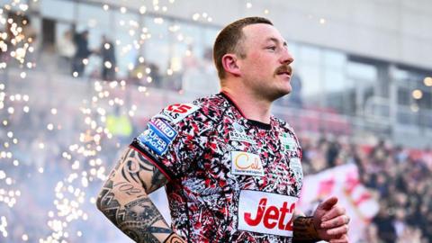 Josh Charnley runs out for Leigh Leopards on his 400th career appearance