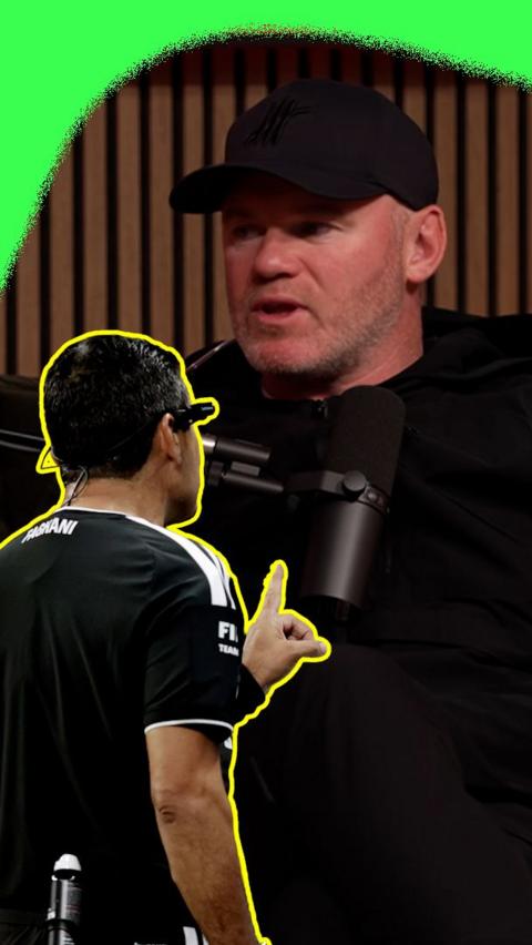 Wayne Rooney and an image of a World Cup referee's name on his back
