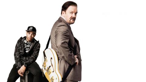 Ricky Gervais (right) and  Doc Brown (left) in 2016 film David Brent: Life on the Road