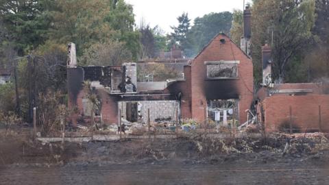 A destroyed house following a fire in Stourbridge