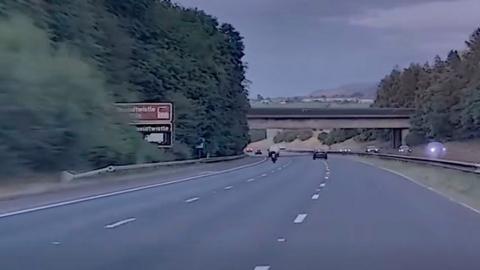 Dashcam footage of the driver on the M65