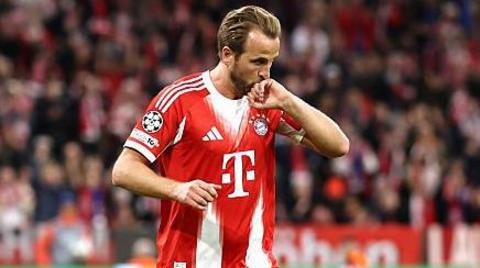 Bayern Munich's Harry Kane celebrates scoring against Club Brugge