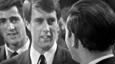 England footballer Geoff Hurst appearing on Sports Review of the Year 1966 with his teammates.