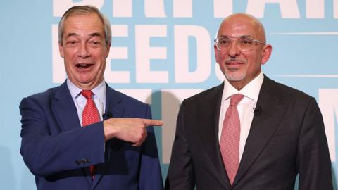 Nigel Farage and Nadhim Zahawi at Reform Party announcement on 12 January 2026