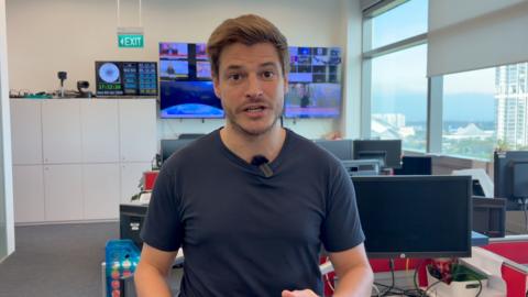 Reporter Nick Marsh's piece to camera from office