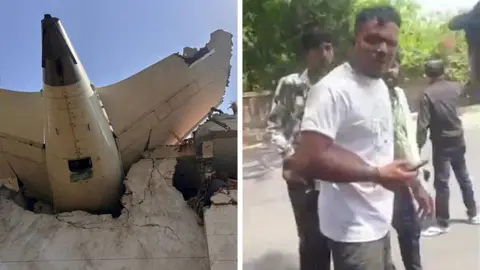 Plane in building alongside picture of Vishwash-Kumar-Ramesh