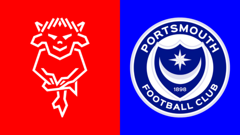 The Lincoln City and Portsmouth club crests side by side