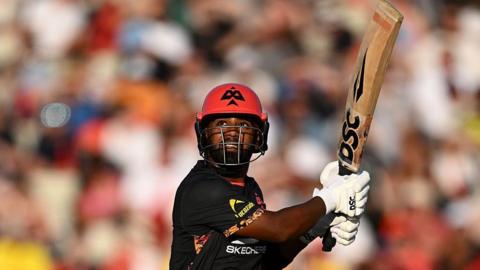 Rehan Ahmed batting for Birmingham Phoenix
