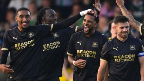 Plymouth celebrate a goal