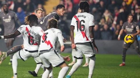 Jude Bellingham scores Real Madrid's second goal against Rayo Vallecano in La Liga