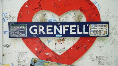 Hoarding around Grenfell Tower