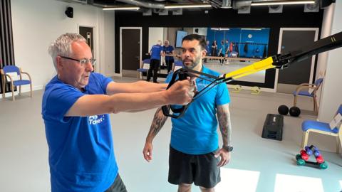 A man pulls on an exercise machine at Harrogate's exercise centre