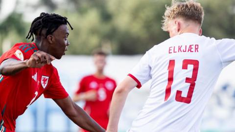 Cardiff City's Ronan Kpakio in action for Wales against Denmark