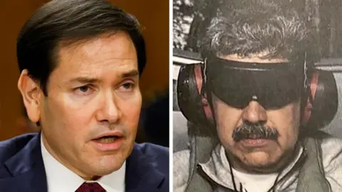 Rubio and Maduro in a split screen image.