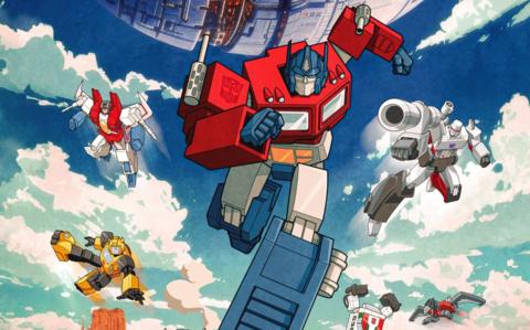 A promotional poster advertising the original Transformers characters