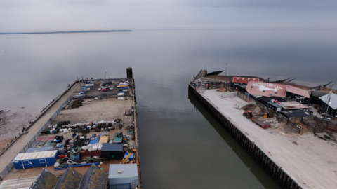 A google street view of Whitstable Harbour from up high