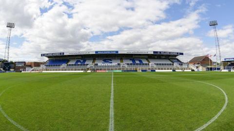 A view of the Neale Cooper Stand at Hartlepool United's Victoria Park ground