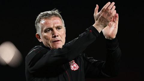 Wrexham manager Phil Parkinson applauds