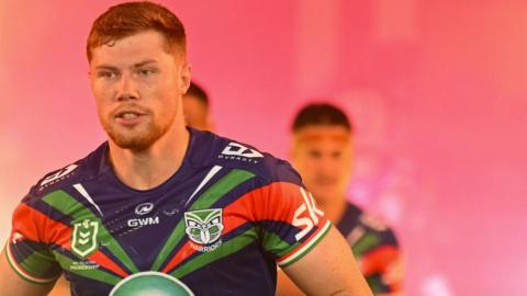 Morgan Gannon runs out for New Zealand Warriors this season