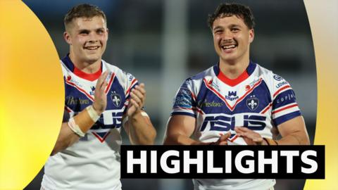 Wakefield Trinity's Seth Nikotemo applauds the fans