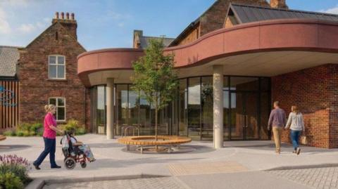 A computer-generated image of a new hospice site. 