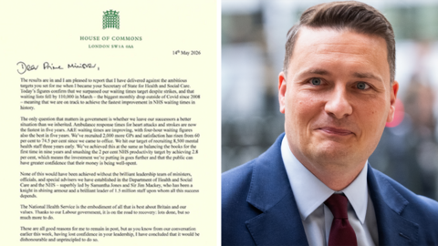 Screengrab of Streeting's letter next to a headshot of Wes Streeting