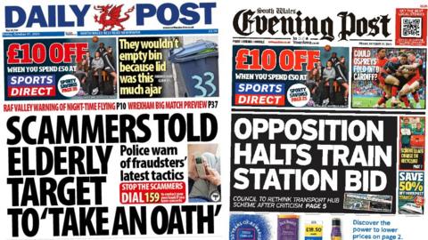 Daily Post and South Wales Evening Post front pages 