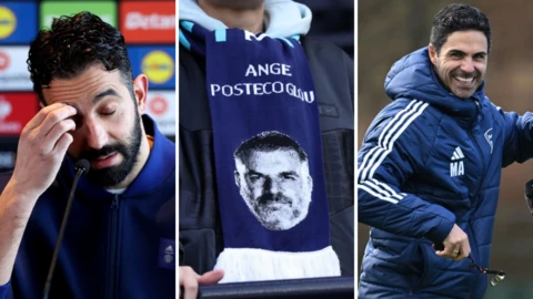 Ruben Amorim, Ange Postecoglu scarf and Mikel Arteta