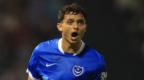 Andre Dozzell playing for Portsmouth