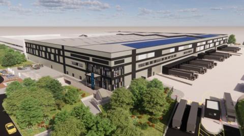 A concept image of the proposed warehouse