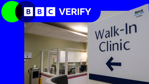 A sign saying 'walk-in clinic' at the first GP walk-in clinic in Edinburgh