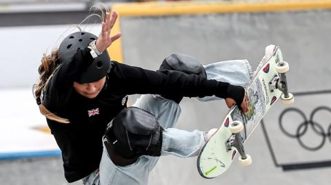 Sky Brown in action on her skateboard