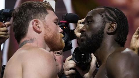 Canelo Alvarez faces of with Terence Crawford