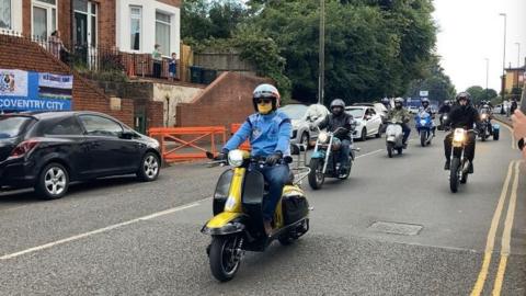 Bikers at a ride-out for Keaton Slater