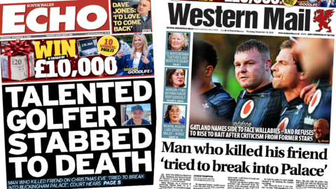 South Wales Echo and Western Mail front pages