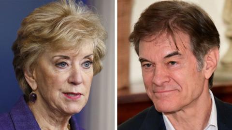 ý composite image of Linda McMahon and Mehmet Oz