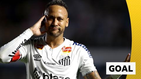 Neymar celebrating goal for Santos